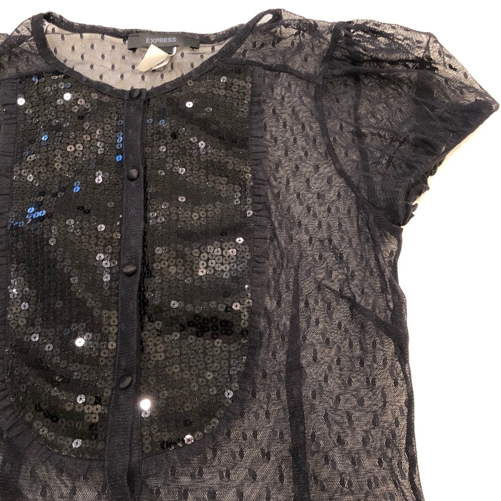 Express Black Sheer Blouse - Picture 2 of 8